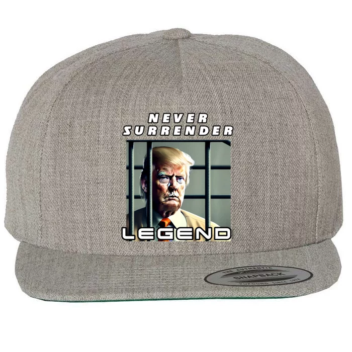 2 Finger Never Surrender Save America Legend Trump Mug Shot Wool Snapback Cap