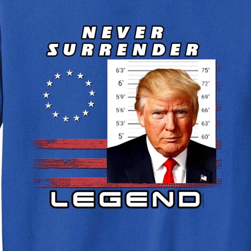 2 Finger Never Surrender Save America Legend Trump Mug Shot Gift Tall Sweatshirt