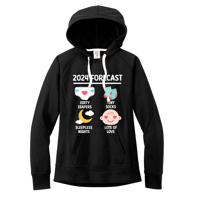 2024 Forecast Pregnant Baby Shower Gender Reveal Boy Girl Women's Fleece Hoodie