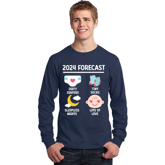 2024 Forecast Pregnant Baby Shower Gender Reveal Boy Girl Long Sleeve Shirt