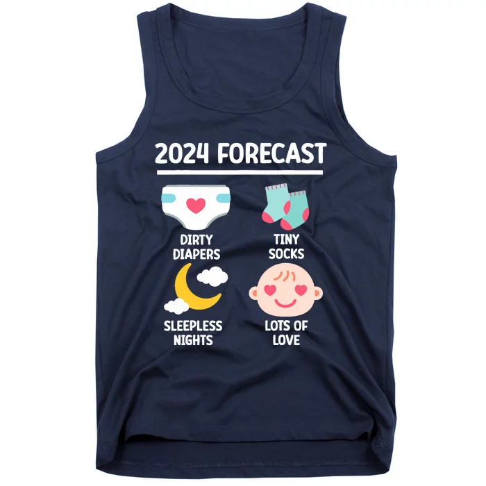 2024 Forecast Pregnant Baby Shower Gender Reveal Boy Girl Tank Top