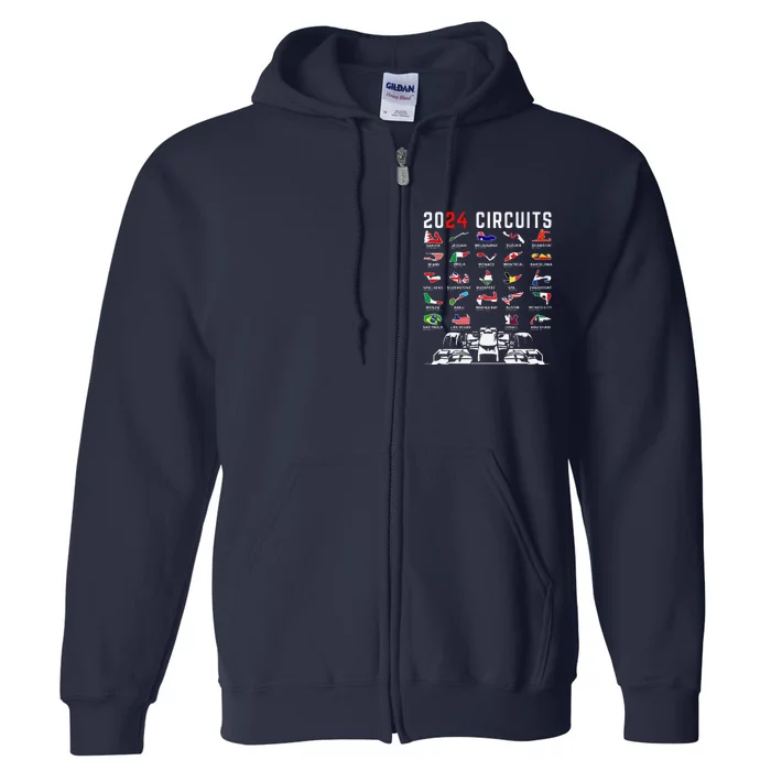 2024 Formula Racing Track Formula Race Formula Car Fan Full Zip Hoodie