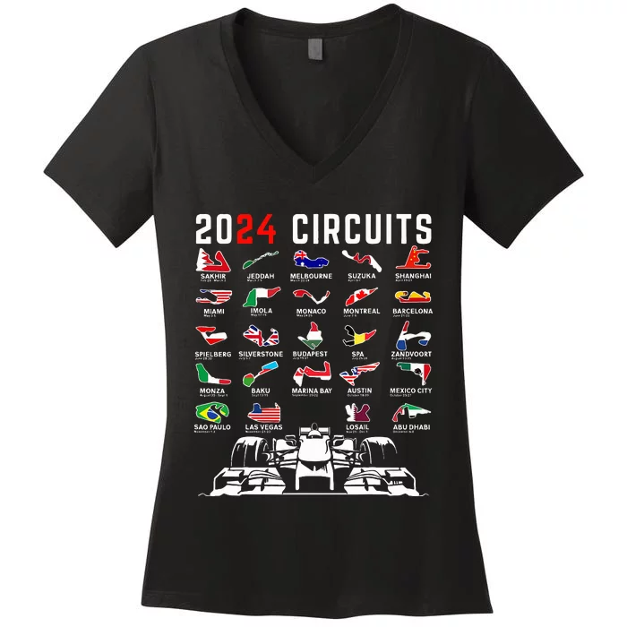 2024 Formula Racing Track Formula Race Formula Car Fan Women's V-Neck T-Shirt