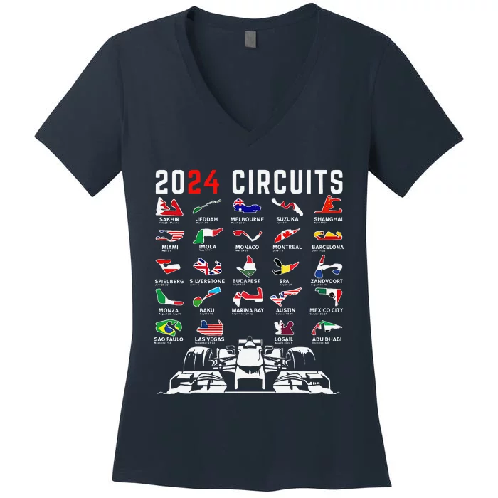 2024 Formula Racing Track Formula Race Formula Car Fan Women's V-Neck T-Shirt