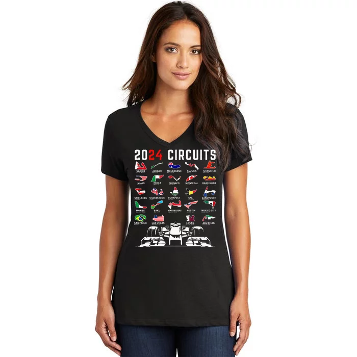 2024 Formula Racing Track Formula Race Formula Car Fan Women's V-Neck T-Shirt