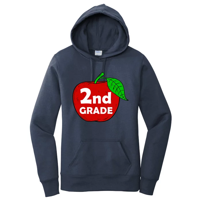 2Nd Grade Apple Teacher Gift Graphic Second Grade Gift Women's Pullover Hoodie