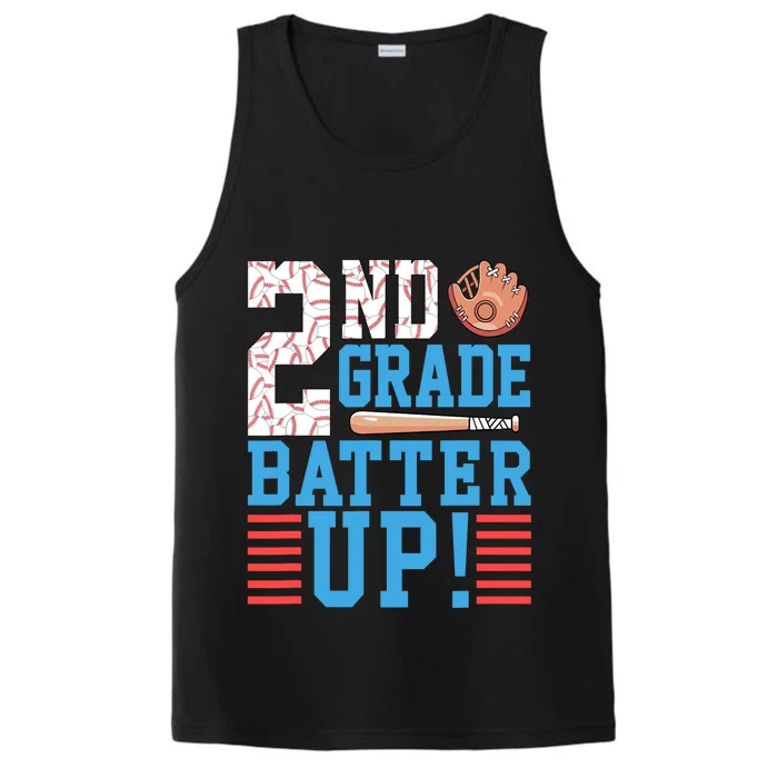 2nd Grade Back To School 2nd Grade Batter Up Baseball Performance Tank