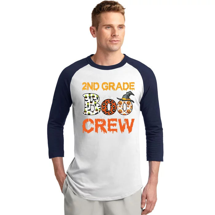 2nd Grade Boo Crew Halloween Second Grade Teacher Student Baseball Sleeve Shirt