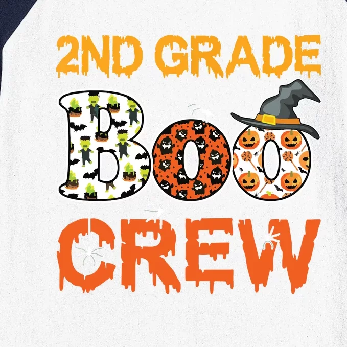 2nd Grade Boo Crew Halloween Second Grade Teacher Student Baseball Sleeve Shirt