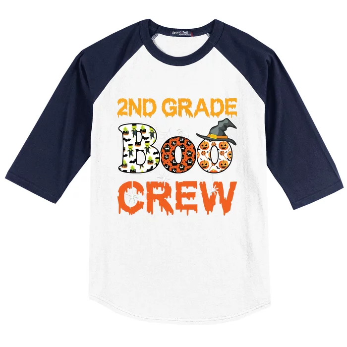 2nd Grade Boo Crew Halloween Second Grade Teacher Student Baseball Sleeve Shirt