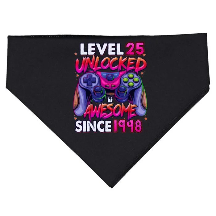 25th Gaming Birthday gift Level 25 Unlocked Awesome Video Game 1998 Birthday USA-Made Doggie Bandana