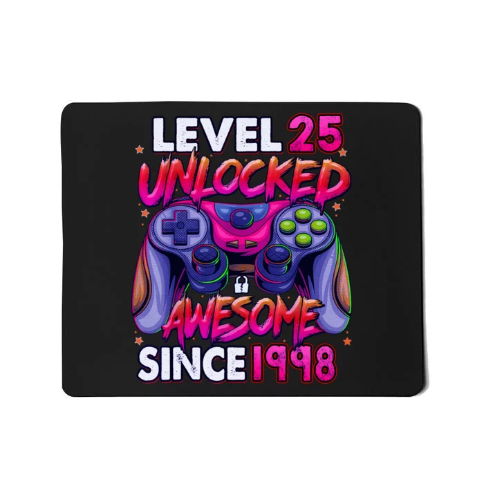 25th Gaming Birthday gift Level 25 Unlocked Awesome Video Game 1998 Birthday Mousepad