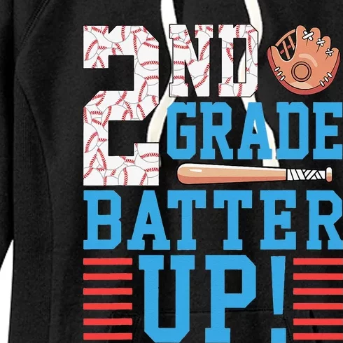 2nd Grade Back To School 2nd Grade Batter Up Baseball Women's Fleece Hoodie