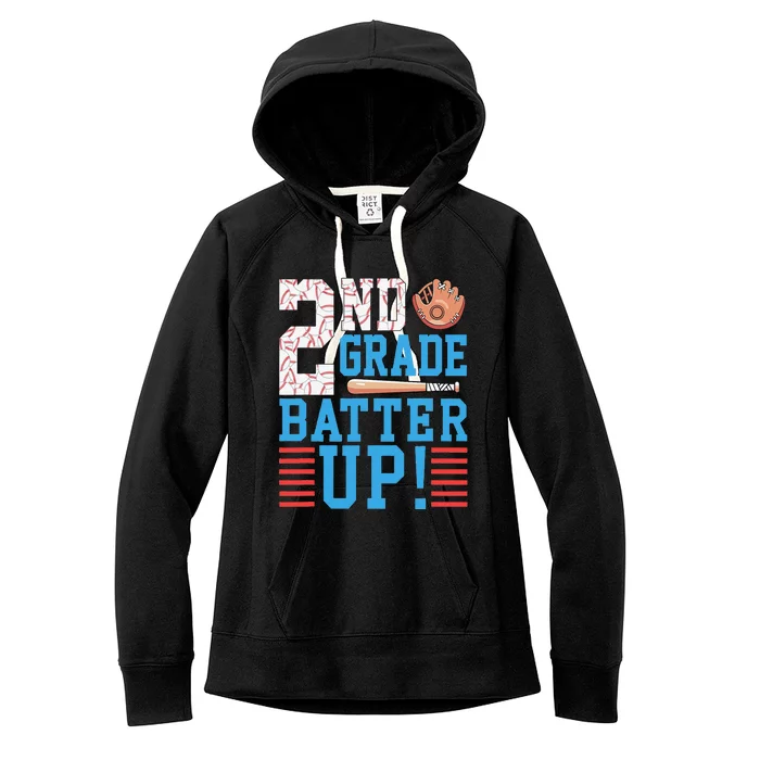 2nd Grade Back To School 2nd Grade Batter Up Baseball Women's Fleece Hoodie