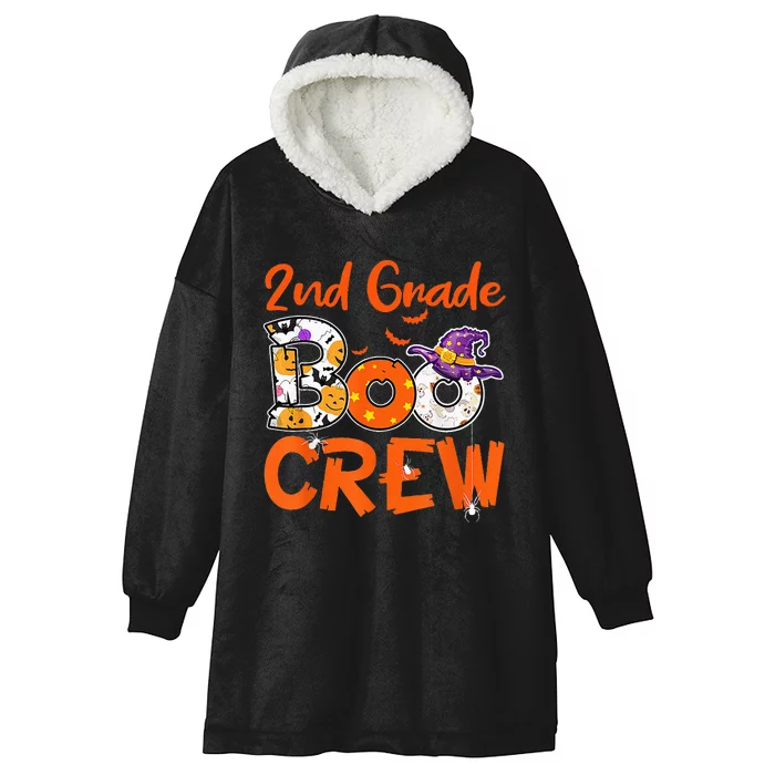 2nd Grade Boo Crew Halloween Gifts Teachers Students Costume Hooded Wearable Blanket