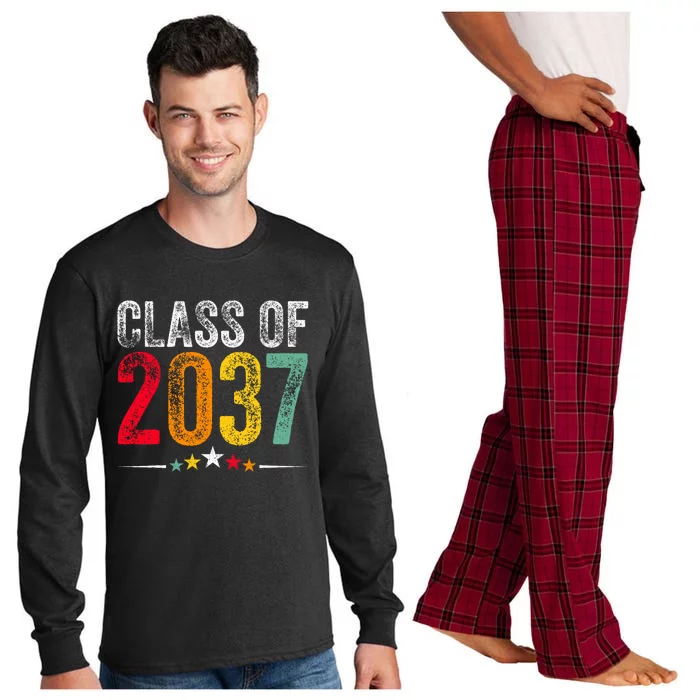 2037 Graduation Class Of 2037 Grow With Me Boy Girl Retro Long Sleeve Pajama Set