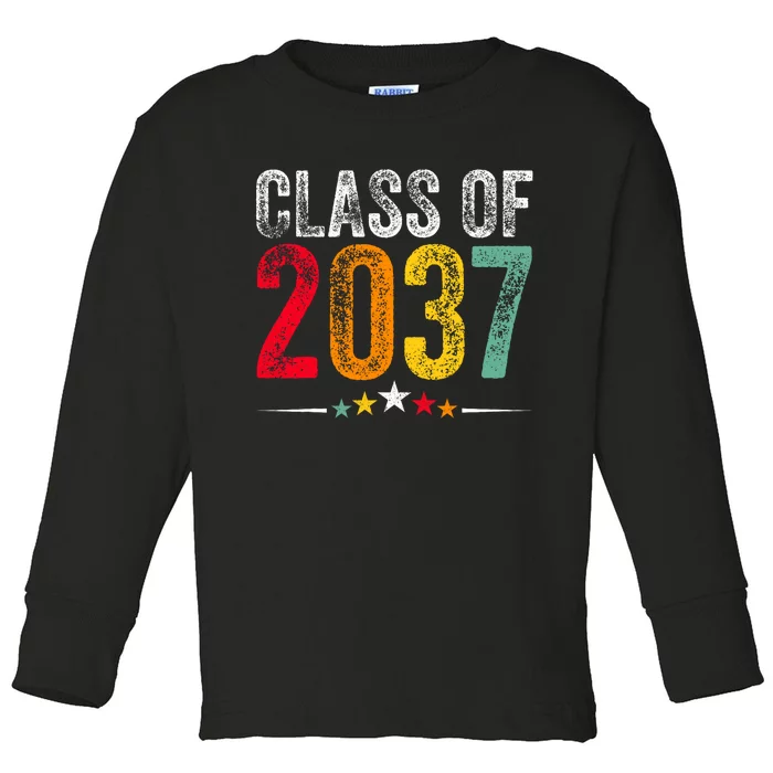 2037 Graduation Class Of 2037 Grow With Me Boy Girl Retro Toddler Long Sleeve Shirt