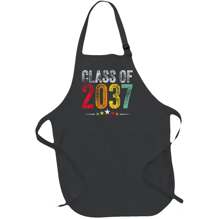 2037 Graduation Class Of 2037 Grow With Me Retro Full-Length Apron With Pocket