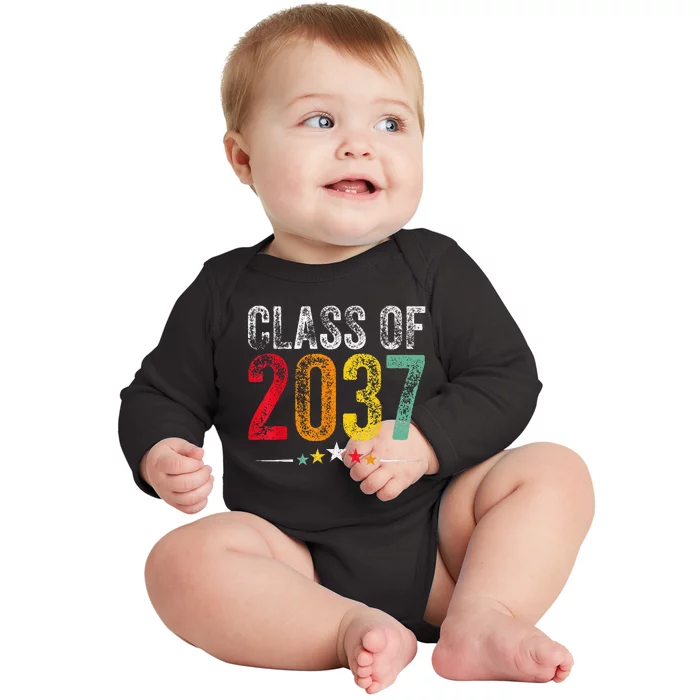 2037 Graduation Class Of 2037 Grow With Me Retro Baby Long Sleeve Bodysuit