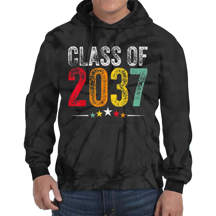 2037 Graduation Class Of 2037 Grow With Me Retro Tie Dye Hoodie