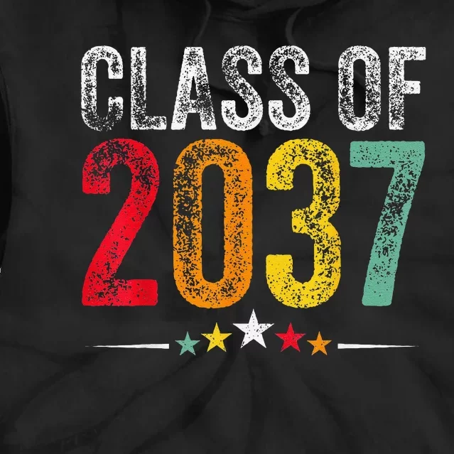 2037 Graduation Class Of 2037 Grow With Me Retro Tie Dye Hoodie