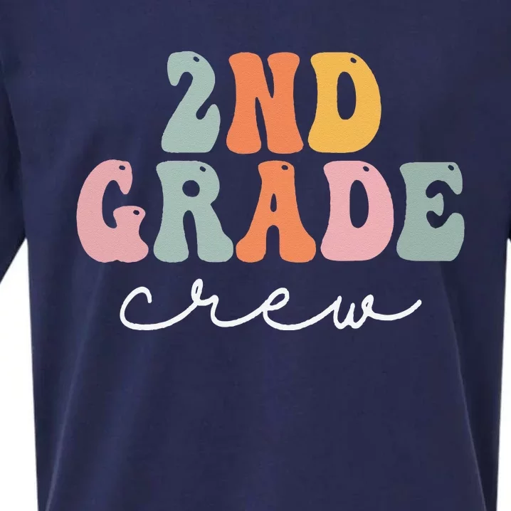 2nd Grade Crew Retro Groovy Women Happy First Day Of School Sueded Cloud Jersey T-Shirt