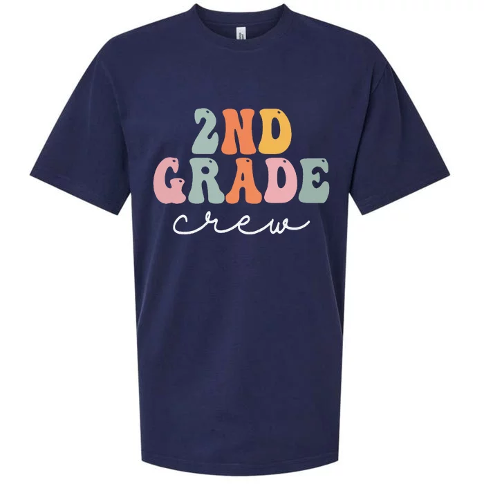 2nd Grade Crew Retro Groovy Women Happy First Day Of School Sueded Cloud Jersey T-Shirt