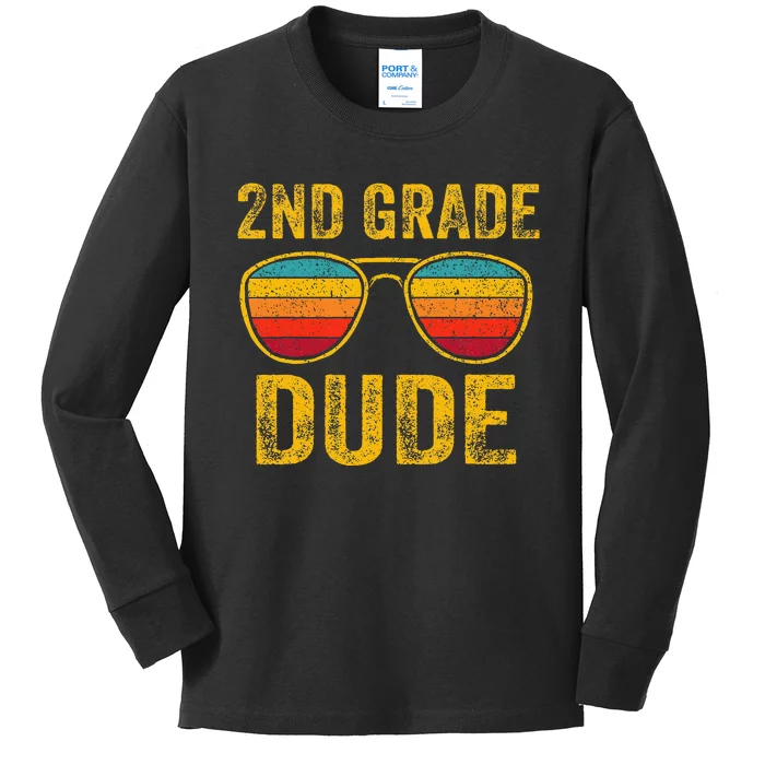 2nd Grade Dude Back To School Second Grade Students Kids Long Sleeve Shirt