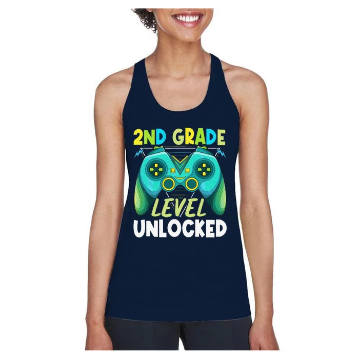 2nd Grade Level Unlocked First Day Back To School Women's Racerback Tank