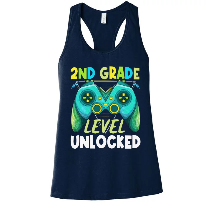 2nd Grade Level Unlocked First Day Back To School Women's Racerback Tank