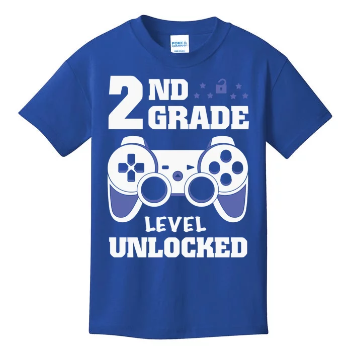 2Nd Grade Level Unlocked Video Gamers First Day Of School Funny Gift Kids T-Shirt