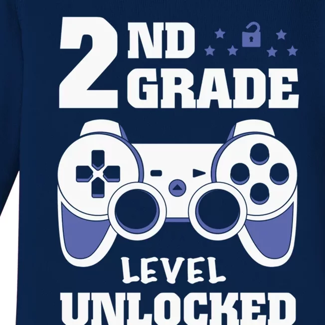 2Nd Grade Level Unlocked Video Gamers First Day Of School Funny Gift Baby Long Sleeve Bodysuit