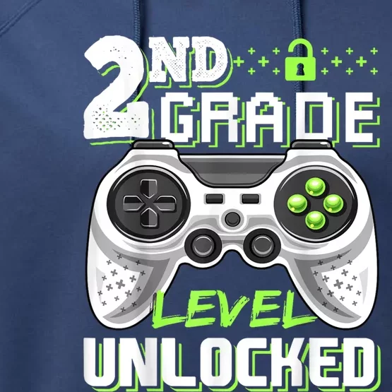 2nd Grade Level Unlocked Video Game Back To School Boy Performance Fleece Hoodie