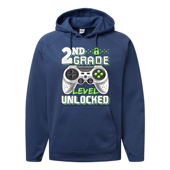 2nd Grade Level Unlocked Video Game Back To School Boy Performance Fleece Hoodie