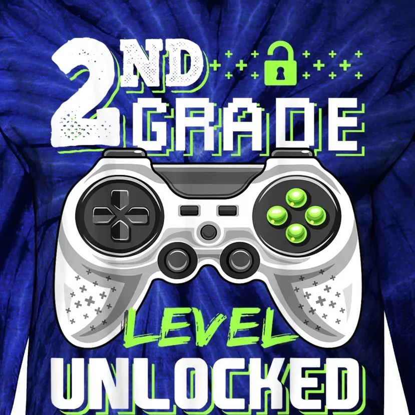 2nd Grade Level Unlocked Video Game Back To School Boy Tie-Dye Long Sleeve Shirt