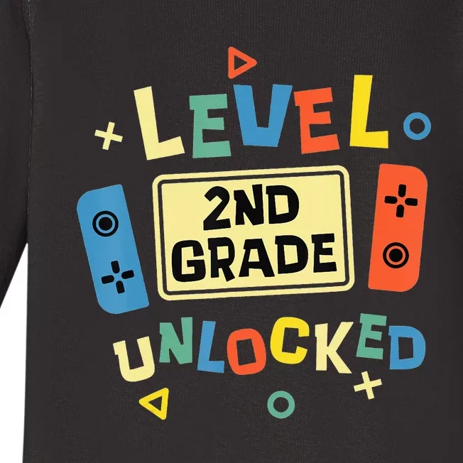 2Nd Grade Level Unlocked Video Gamer Back To School Baby Long Sleeve Bodysuit