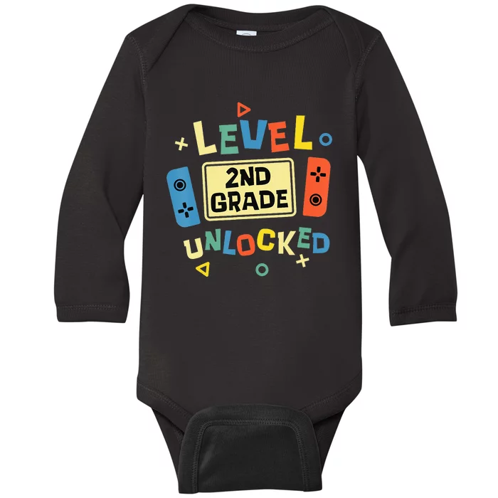 2Nd Grade Level Unlocked Video Gamer Back To School Baby Long Sleeve Bodysuit