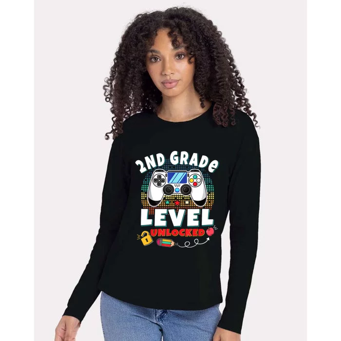 2nd Grade Level Unlocked Video Game Back To School Womens Cotton Relaxed Long Sleeve T-Shirt