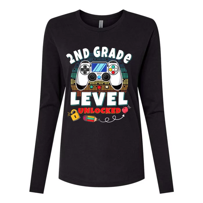 2nd Grade Level Unlocked Video Game Back To School Womens Cotton Relaxed Long Sleeve T-Shirt