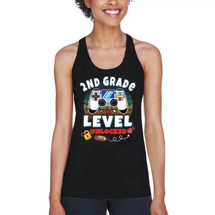 2nd Grade Level Unlocked Video Game Back To School Women's Racerback Tank