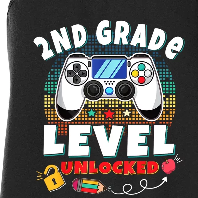 2nd Grade Level Unlocked Video Game Back To School Women's Racerback Tank