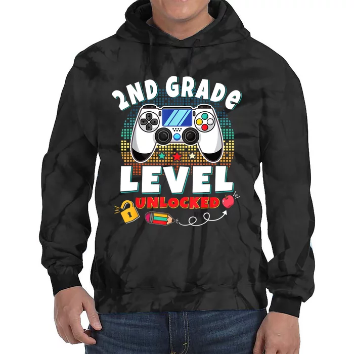 2nd Grade Level Unlocked Video Game Back To School Tie Dye Hoodie