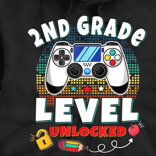 2nd Grade Level Unlocked Video Game Back To School Tie Dye Hoodie