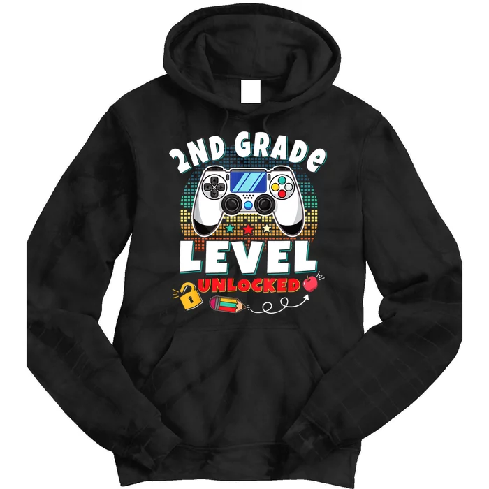 2nd Grade Level Unlocked Video Game Back To School Tie Dye Hoodie