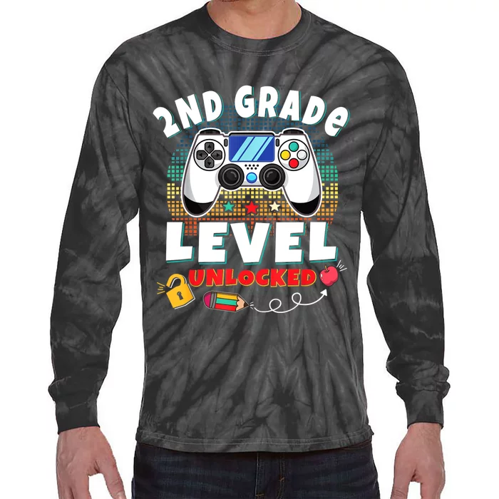 2nd Grade Level Unlocked Video Game Back To School Tie-Dye Long Sleeve Shirt