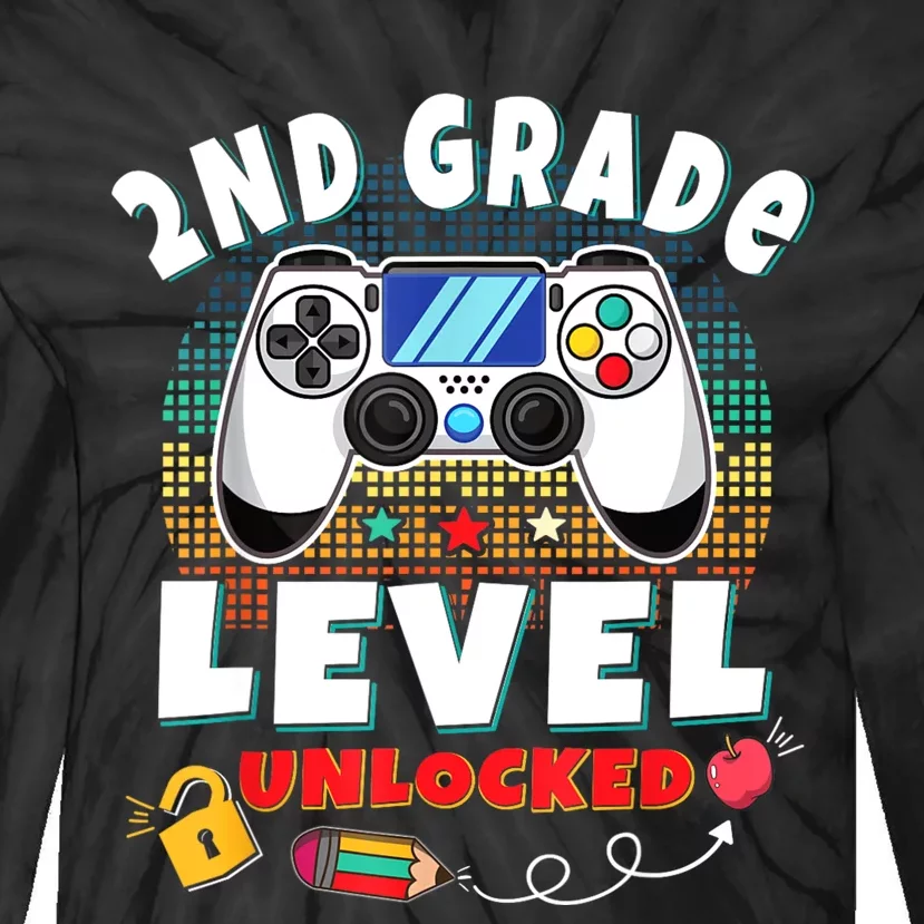 2nd Grade Level Unlocked Video Game Back To School Tie-Dye Long Sleeve Shirt