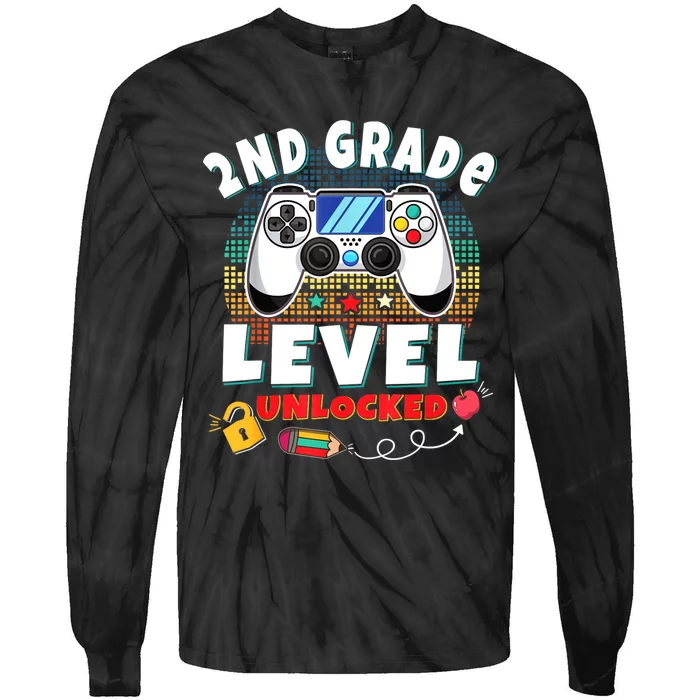 2nd Grade Level Unlocked Video Game Back To School Tie-Dye Long Sleeve Shirt