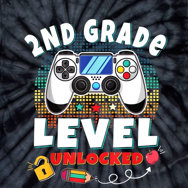 2nd Grade Level Unlocked Video Game Back To School Tie-Dye T-Shirt