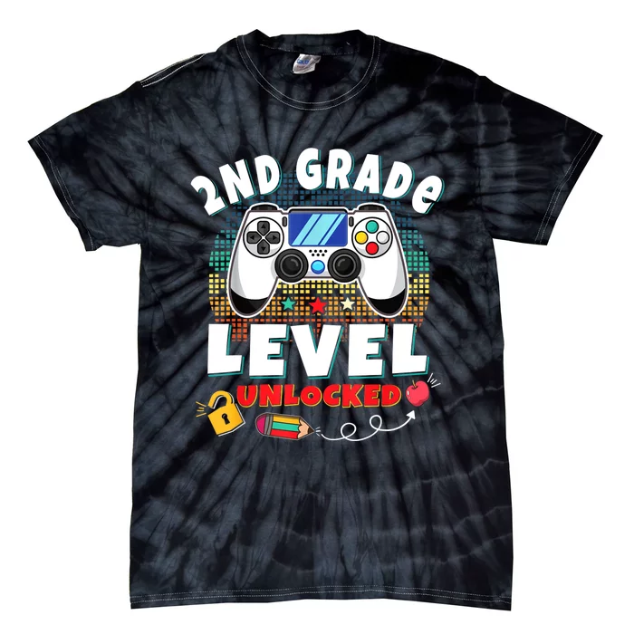 2nd Grade Level Unlocked Video Game Back To School Tie-Dye T-Shirt