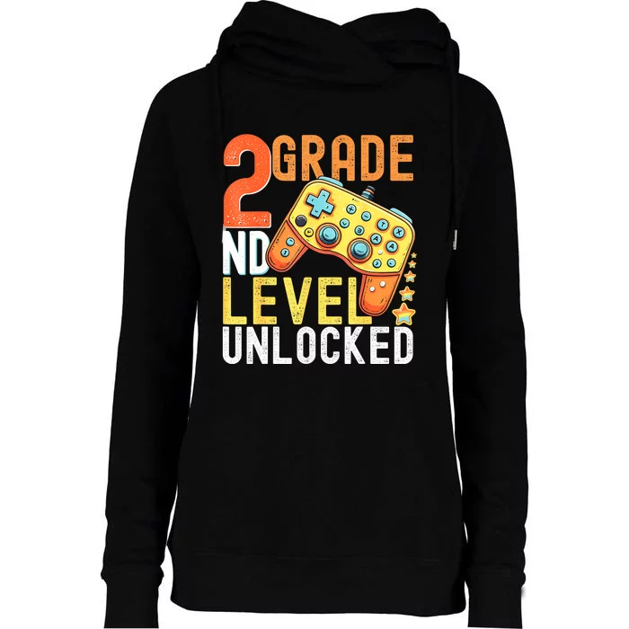 2nd Grade Level Unlocked Video Game Back To School Womens Funnel Neck Pullover Hood